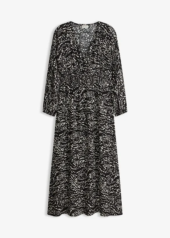 Maxikleid aus reiner Viskose in schwarz von vorne - bonprix