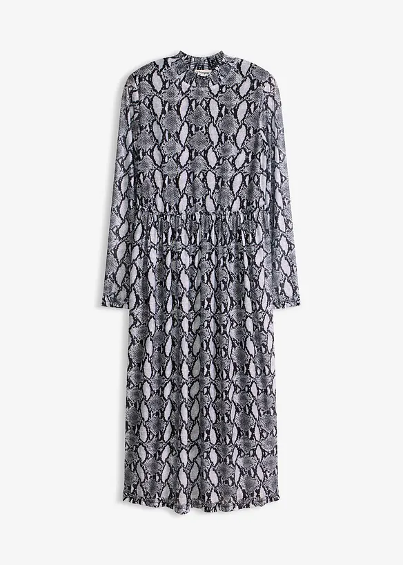 Midikleid aus softem Mesh in schwarz von vorne - bonprix