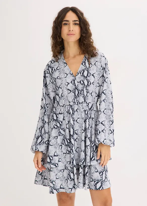 bedrucktes Kleid in schwarz von vorne (Totalaufnahme) - bonprix