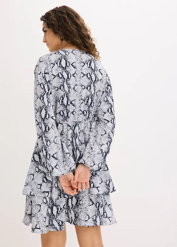 bedrucktes Kleid in schwarz von hinten (Totalaufnahme) - bonprix