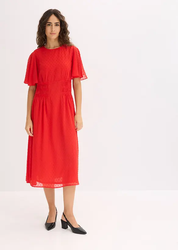 Midikleid in rot von vorne (Totalaufnahme) - bonprix