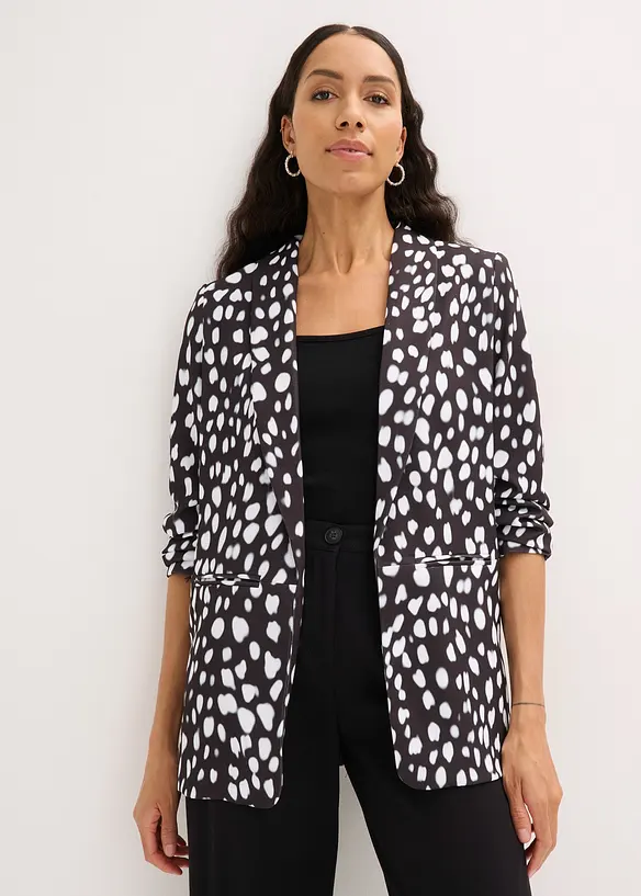 Longblazer aus weichem Scuba in schwarz von vorne (im Anschnitt) - bonprix