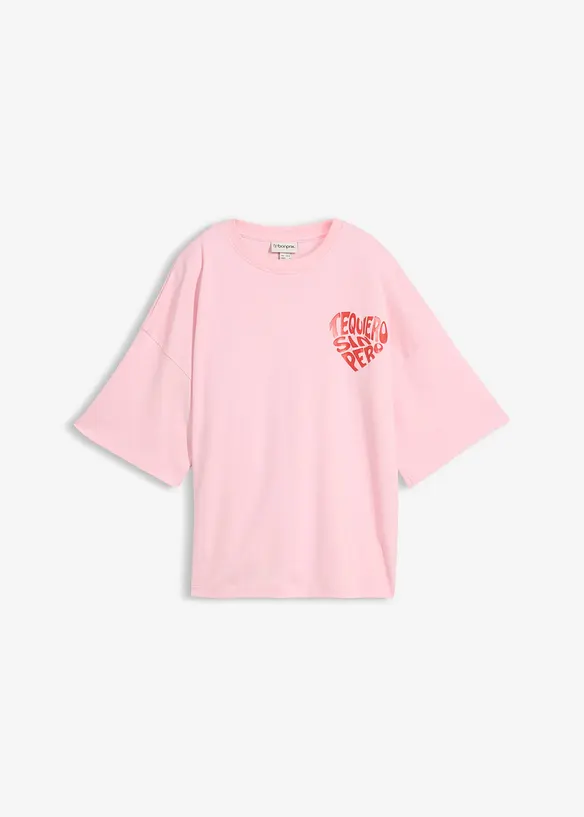 Boxy-Shirt aus schwerer Baumwolle in rosa von vorne - bonprix