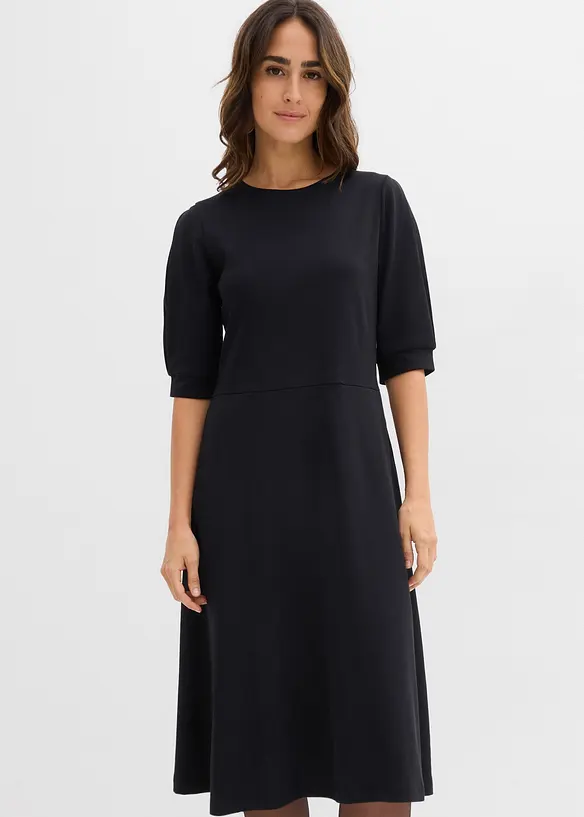 Shirtkleid aus schwerer Bio-Baumwolle in schwarz von vorne (Totalaufnahme) - bonprix