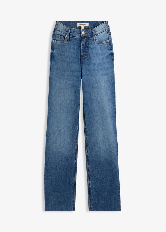 2-in-1 Umstandsjeans für die Schwangerschaft und danach, anpassbare Länge in blau von vorne - bonprix