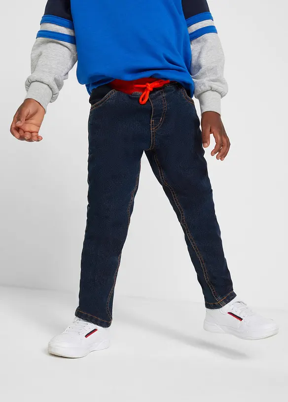 Jungen Thermojeans mit Jerseyfutter in blau von vorne - bonprix