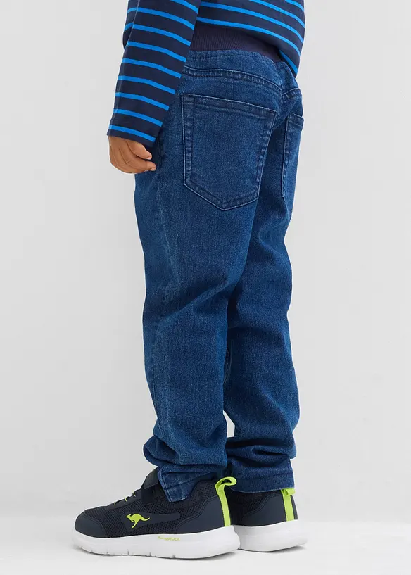 Jungen Thermojeans mit Jerseyfutter in blau von hinten - bonprix