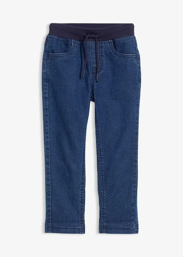 Jungen Thermojeans mit Jerseyfutter in blau von vorne - bonprix