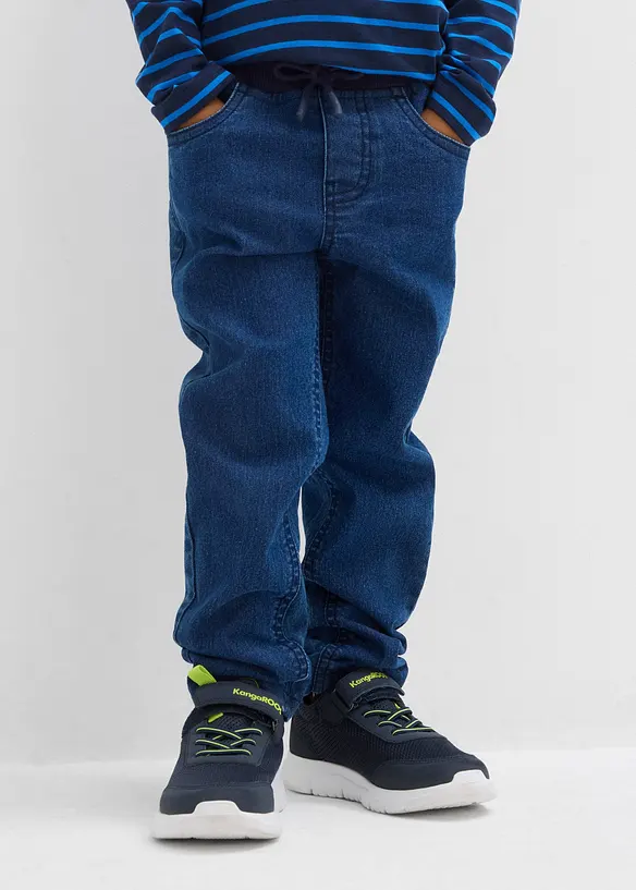 Jungen Thermojeans mit Jerseyfutter in blau von vorne - bonprix