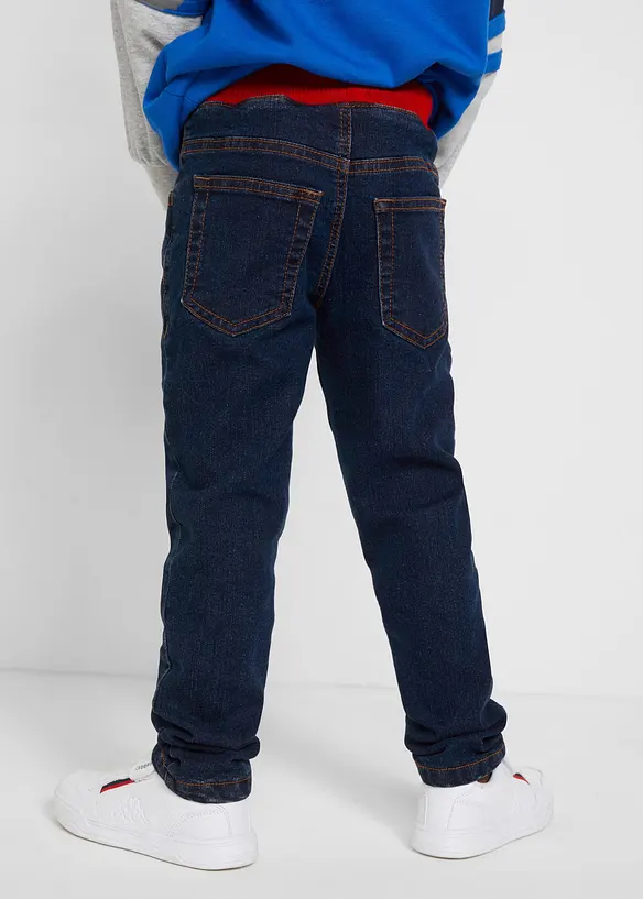 Jungen Thermojeans mit Jerseyfutter in blau von hinten - bonprix