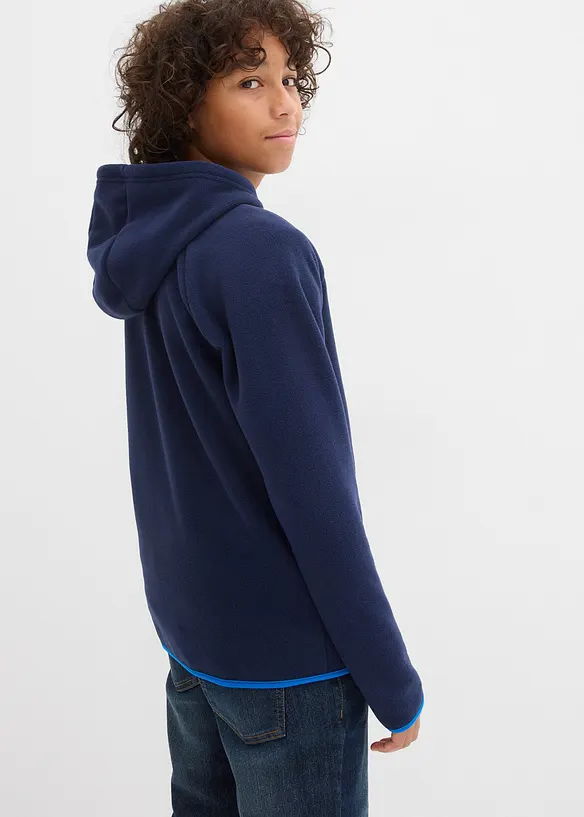 Fleecejacke mit Kontrastdetails in blau von hinten (im Anschnitt) - bonprix