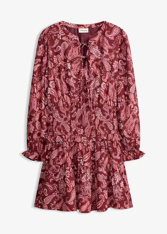 Minikleid aus strukturiertem Crêpe in rot von vorne - bonprix