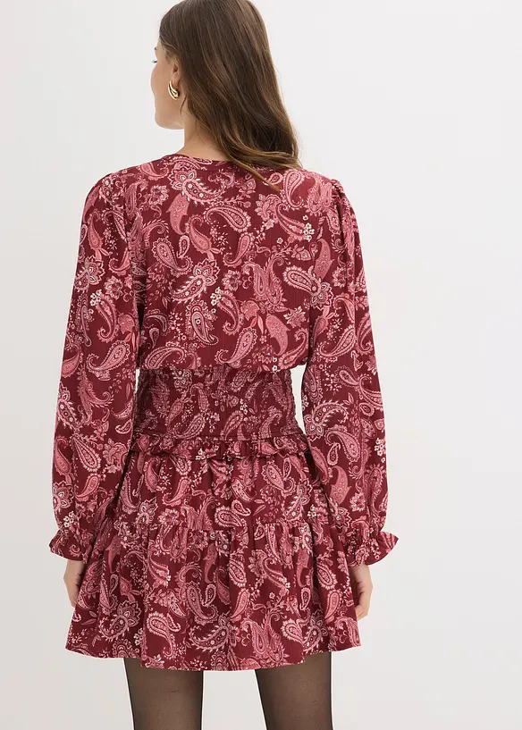 Minikleid aus strukturiertem Crêpe in rot von hinten (Totalaufnahme) - bonprix