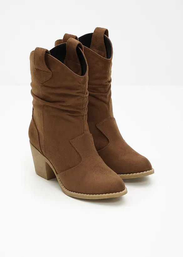 Cowboy-Boots mit Raffung in braun - bonprix