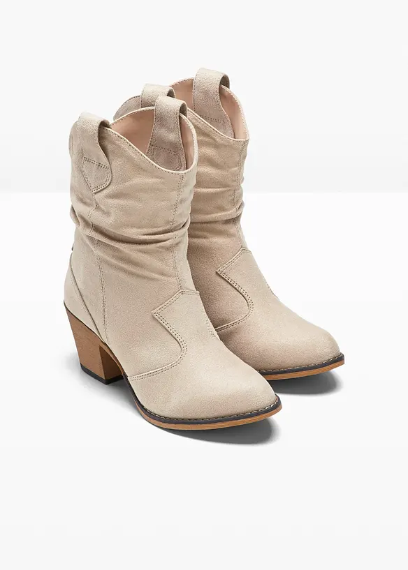 Cowboy-Boots mit Raffung in beige - bonprix