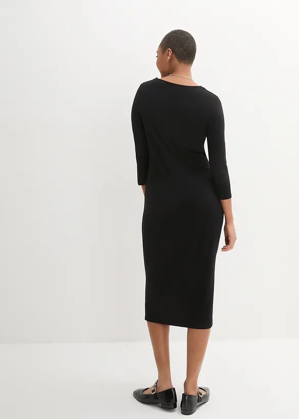 Shirt-Kleid mit 3/4-Ärmeln in schwarz von hinten (Totalaufnahme) - bonprix