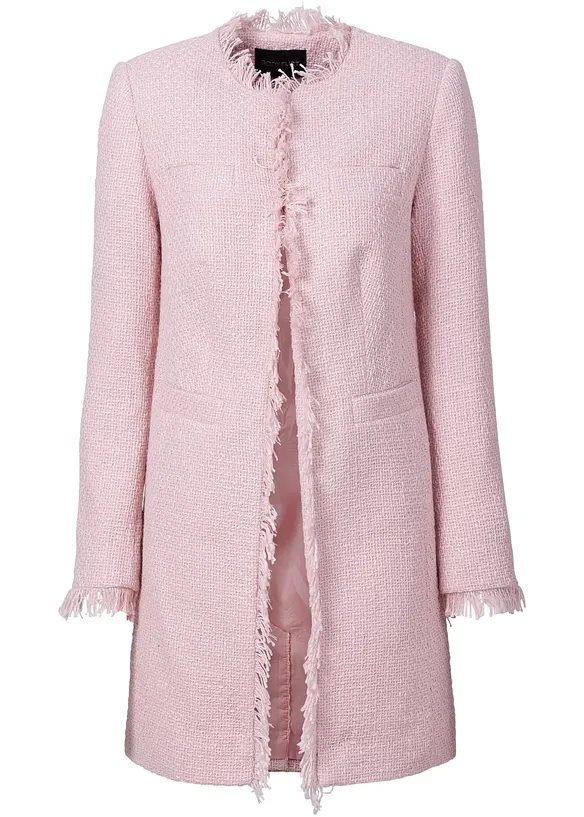 Bouclé Longblazer in rosa von vorne - bonprix