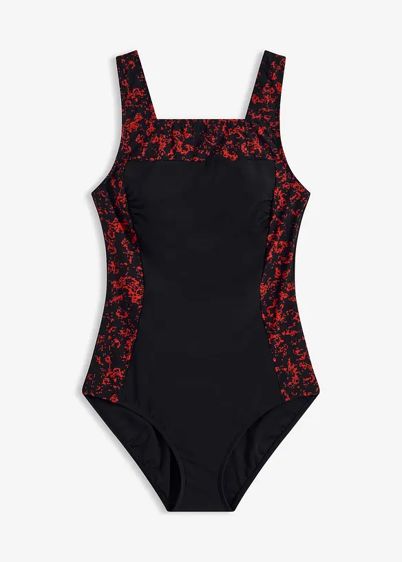 Medium Shape-Badeanzug mit eckigem Ausschnitt in schwarz von vorne - bonprix
