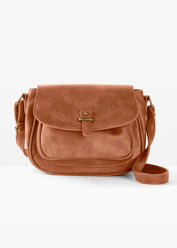 Kleine Umhängetasche mit Schnallendetail in braun von vorne - bonprix