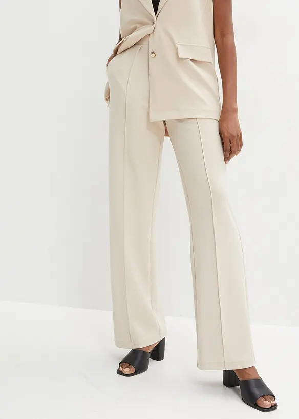 Schlupfhose aus fester Interlock-Qualität in beige von vorne - bonprix
