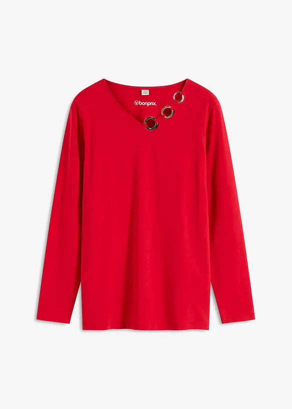 Langarmshirt mit Ösen in rot von vorne - bonprix Langarmshirt mit Ösen in rot von vorne - bonprix