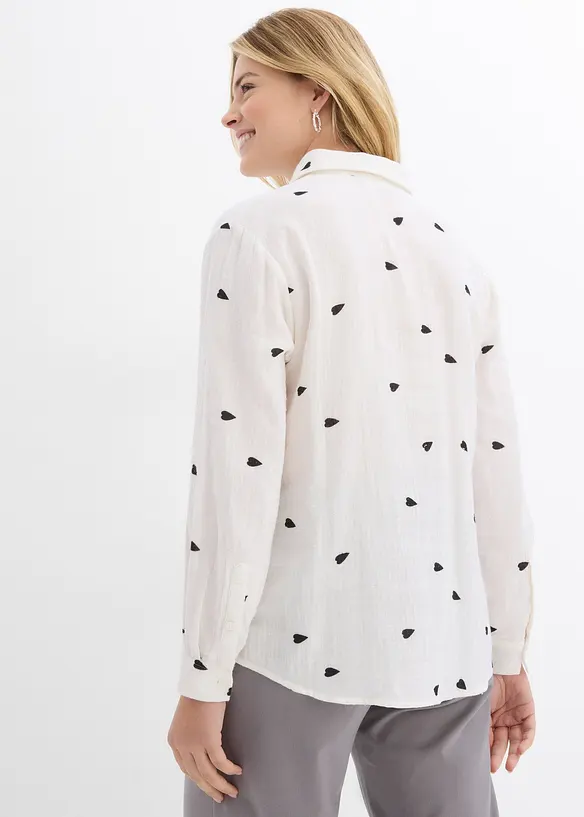 Musselin-Bluse aus reiner Baumwolle in weiß von hinten (im Anschnitt) - bonprix