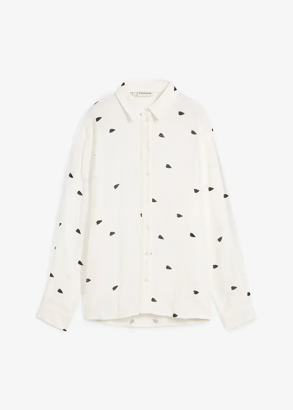 Musselin-Bluse aus reiner Baumwolle in weiß von vorne - bonprix