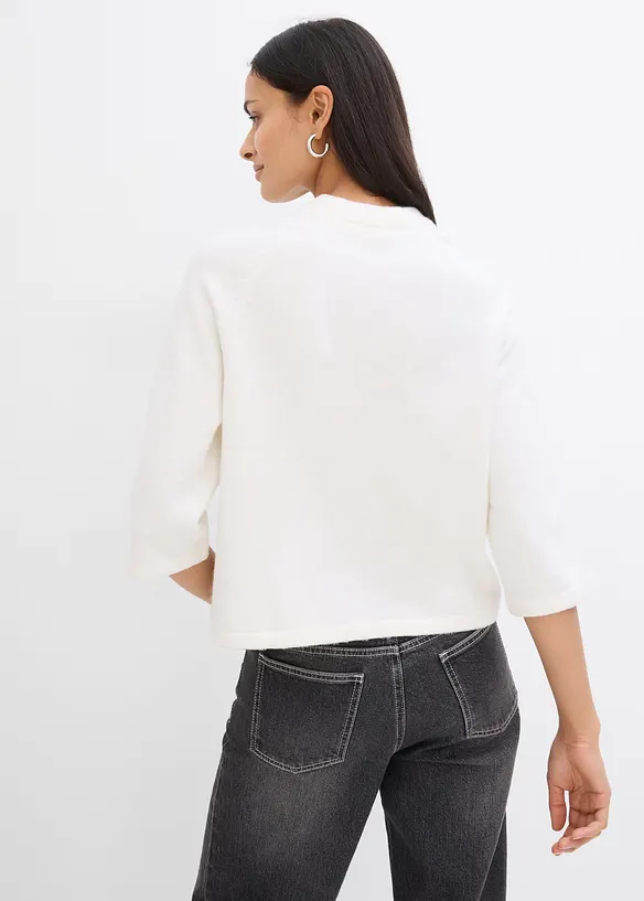 Oversized Strickshirt in weiß von hinten (im Anschnitt) - bonprix