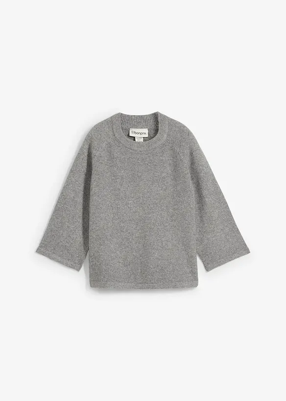 Oversized Strickshirt in grau von vorne - bonprix
