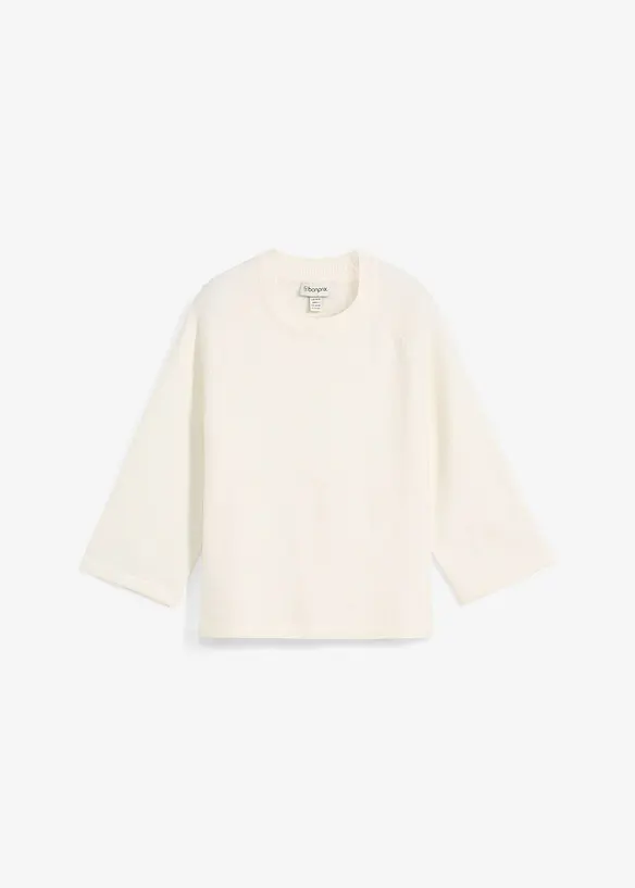 Oversized Strickshirt in weiß von vorne - bonprix