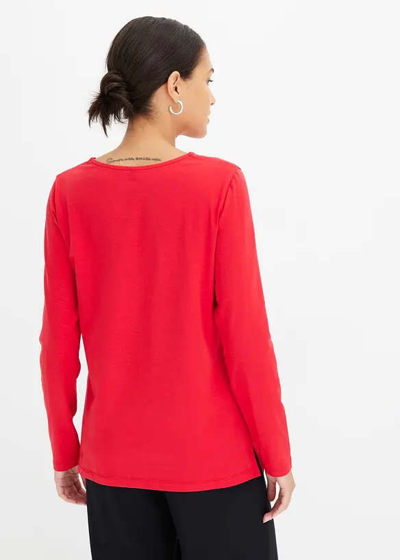 Langarmshirt mit Ösen in rot von hinten (im Anschnitt) - bonprix Langarmshirt mit Ösen in rot von hinten (im Anschnitt) - bonprix