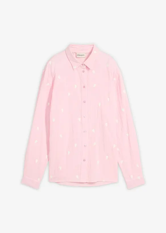 Musselin-Bluse aus reiner Baumwolle in rosa von vorne - bonprix