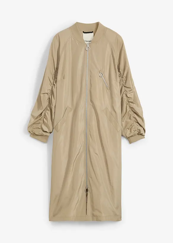 Blouson-Mantel mit Strickkragen in grün von vorne - bonprix