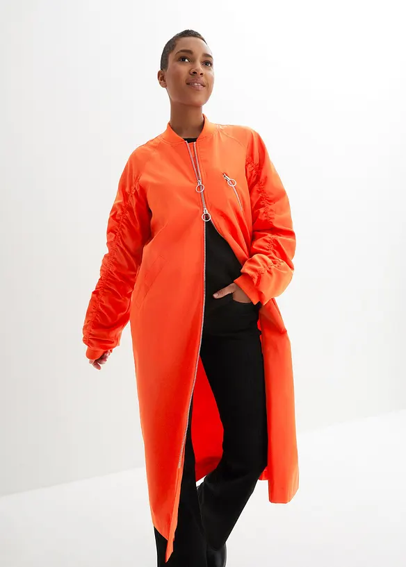Blouson-Mantel mit Strickkragen in orange von vorne (Totalaufnahme) - bonprix