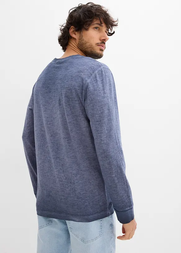 Langarmshirt aus reiner Bio Baumwolle (2er Pack) in blau von hinten (im Anschnitt) - bonprix