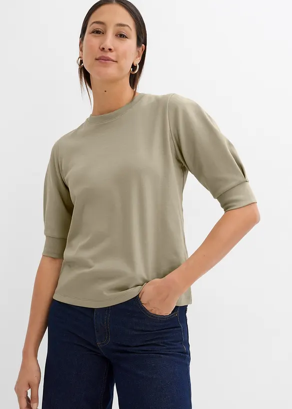 Shirt aus reiner Bio-Baumwolle in grün von vorne (im Anschnitt) - bonprix Shirt aus reiner Bio-Baumwolle in grün von vorne (im Anschnitt) - bonprix
