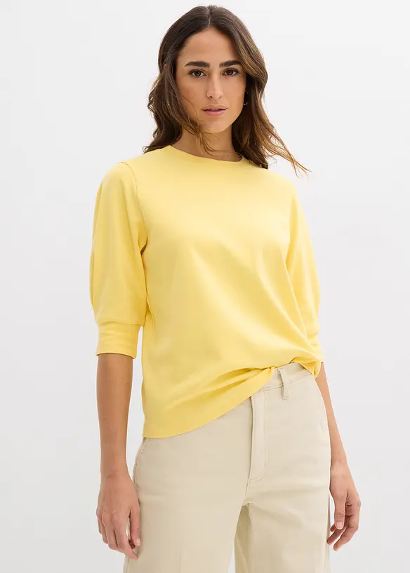 Shirt aus reiner Bio-Baumwolle in gelb von vorne (im Anschnitt) - bonprix Shirt aus reiner Bio-Baumwolle in gelb von vorne (im Anschnitt) - bonprix