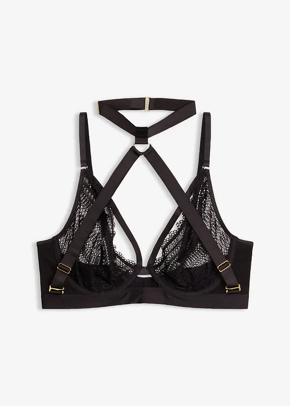 BH mit abnehmbaren Choker in schwarz von vorne - bonprix