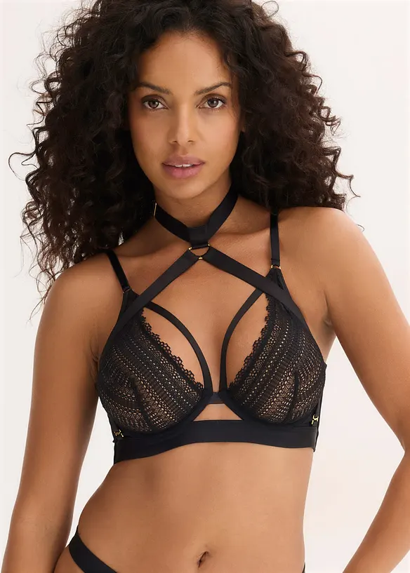 BH mit abnehmbaren Choker in schwarz von vorne (im Anschnitt) - bonprix