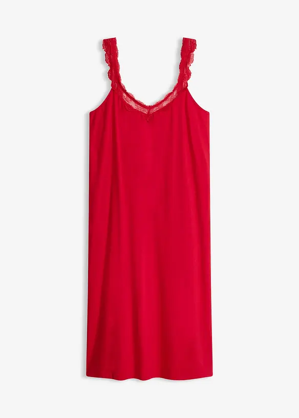 Nachthemd mit Spitze in rot von vorne - bonprix