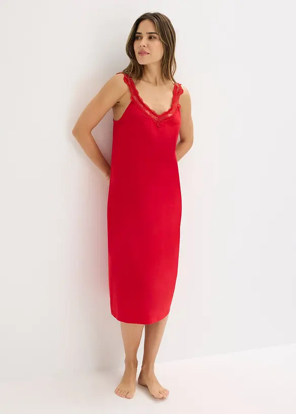 Nachthemd mit Spitze in rot im Look von vorne (Totalaufnahme) - bonprix