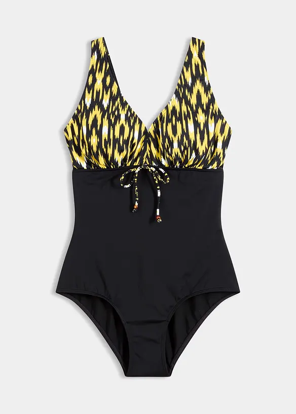 Medium Shape-Badeanzug mit breiten Trägern in schwarz von vorne - bonprix