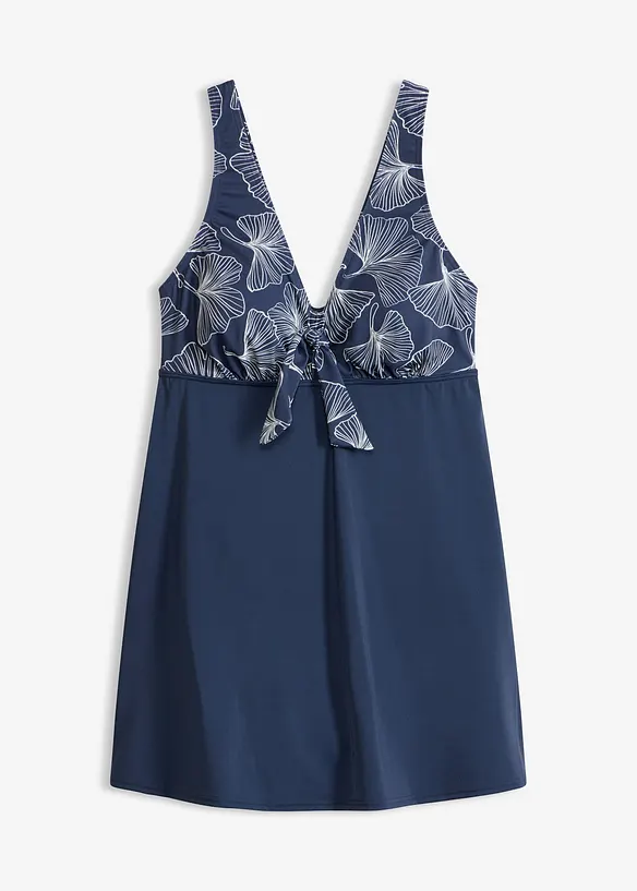 Badekleid mit integriertem Badeanzug in blau von vorne - bonprix