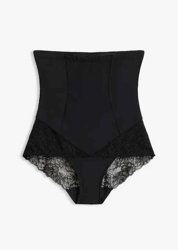 Medium Shape Panty Highwaist mit Spitze in schwarz von vorne - bonprix