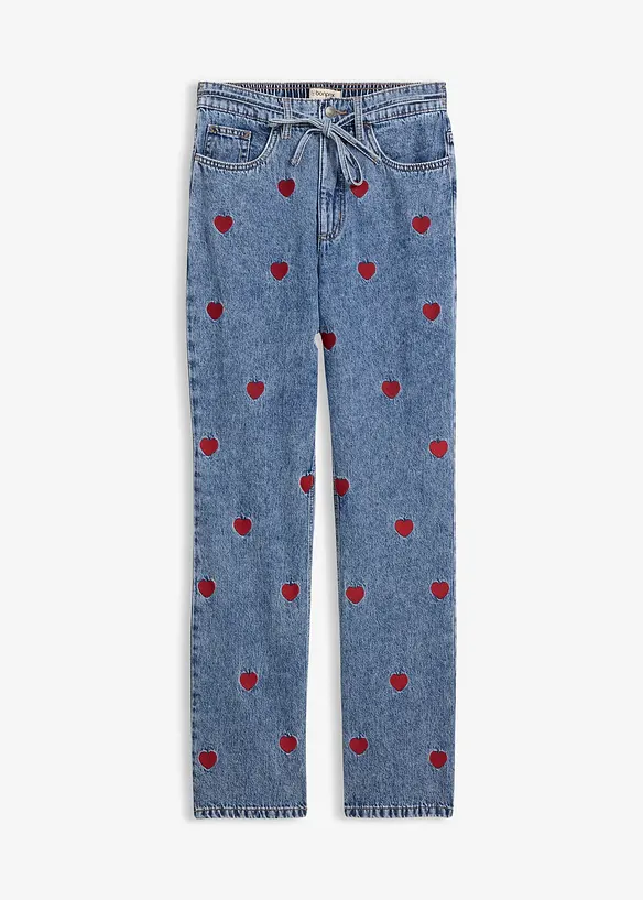 Loose Straight-Jeans High Waist, Baumwolle in blau von vorne - bonprix