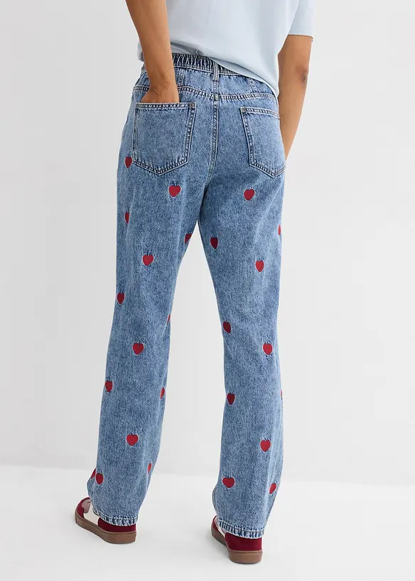 Loose Straight-Jeans High Waist, Baumwolle in blau von hinten - bonprix
