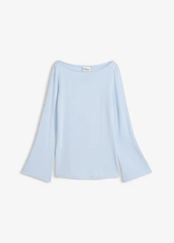 Langarmshirt aus softem Viskose-Mix	 in blau von vorne - bonprix