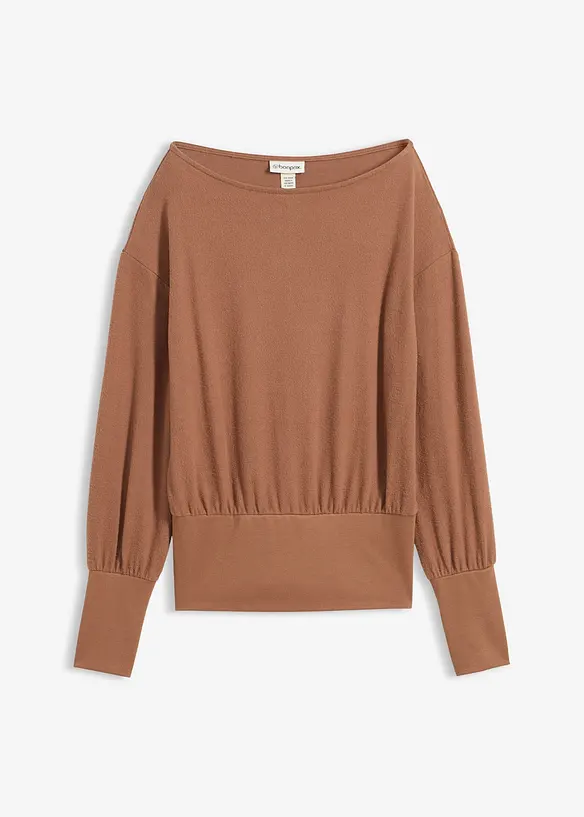 Langarmshirt aus softem Viskose-Mix	 in braun von vorne - bonprix