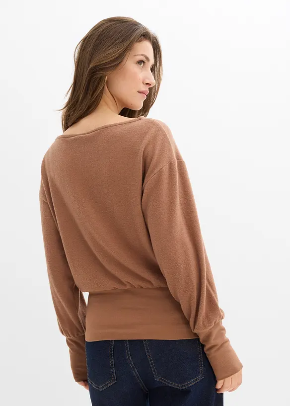 Langarmshirt aus softem Viskose-Mix	 in braun von hinten (im Anschnitt) - bonprix