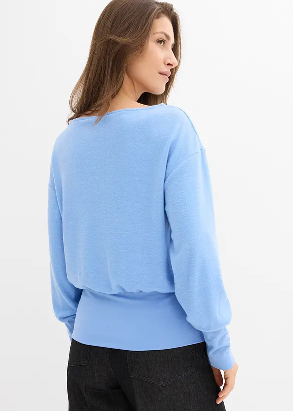 Langarmshirt aus softem Viskose-Mix	 in blau von hinten (im Anschnitt) - bonprix